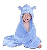 MoonFlower (ムーンフラワー) キッズ 赤ちゃん バスタオル ラップタオル おくるみ 大判 フード付き かわいい (ブルー)
