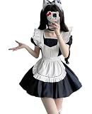 [KALAOK] メイド服 コスプレ 初心者 セット 萌え コンカフェ メイド ショート丈 可愛い 喫茶店 仮装 black L