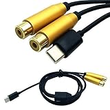 USB Type C to 2 RCAオーディオケーブルC RCAケーブル2rcaジャック- CオーディオラインXiaomi LGホームシアターアンプDVD TVスピーカー (黒 2)