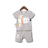YiYa キッズ 子供 男の子 ボーイズ セットアップ 子供服 ベビー服 1-3歳設定 セット服 刺繍 ロケット 上下 2点セット Tシャツ＆パンツ 綿 夏 通気性 誕生日 子供の日 遊園地に お出か