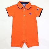 champion(チャンピオン) ベビー 赤ちゃん 子供服 半袖 ポロ カバーオール ロンパース 無地 スラブカノコ 鹿の子 夏 オレンジ 90cm 69570306OR90