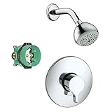 Hansgrohe KS04355-06498PC Croma 1-Jet Showerhead 1.5GPM Kit with PBV Trim, and Rough in Chrome [並行輸入