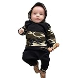 ベビー服、ieason 2017ホットセール。2pcs Toddler幼児赤ちゃん男の子服セット迷彩フード付きトップス+パンツ服装 90 ブラック