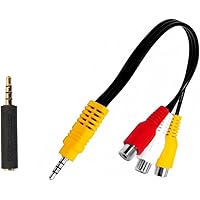 YFFSFDC 3.5mm RCA 変換 ケーブル AVケーブル 変換プラグ付き4極ミニプラグ 4極ミニプラグRCAステレオオーディオ ビデオ変換ケーブル 22cm オス3メス カーナビ ドラレコ バックカメラ テレビ カロッツェリアなど 映像 オー