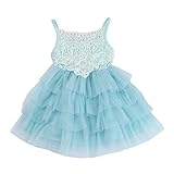 Baby Princessフリルドレス、inkach Little Girlsノースリーブサンドレスレースレイヤードチュチュパーティードレス 110 ブルー HM-1
