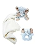Pastel Blue Little Elephant 2 Piece New Baby Gift Set with Plush Comfort Blanket Comforter & Matchin