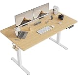 Alebert 電動式 昇降デスク 昇降式デスク 幅140*奥行70cm スタンディングデスク コード収納用ボックス付き USB充電可能 高さメモリー機能 障害検知 静音 昇降式テーブル オフィスワークテーブル 作業机 (ベージュ, 幅140*奥行70)