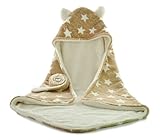 Rajjo ベビー 赤ちゃん おくるみ ふわふわ 新生児 フリース 防寒 星 柄 耳付き フード 防寒 秋冬 (ブラウンA)