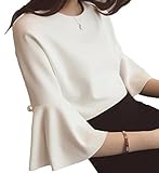 KIRITOA(キリトア) ブラウス プルオーバー フレアスリーブ フェイクパール (F, ホ...