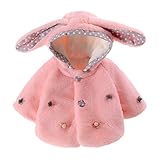 cm-trading 子供ケープ 子供ドレス フード付き ベビー服 新生児 服 赤ちゃん 服 ベビー 可愛い コート ダウンコート フェイクファー ウサギ耳 ふわふわ 暖かい アウターウェア 防寒