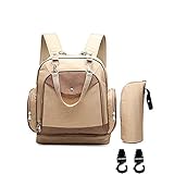 3つのアレンジ マザーズリュック 大容量ママバッグ! 保温哺乳瓶ポーチとおむつ替えシート、ベビーカーフック付 (ベージュ)