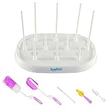 Le seul 6-in-1ベビーボトル乾燥ブラシセット付きラック草カウンタートップツリー(トランクホワイト)