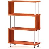 ottostyle.jp S字 オープンラック 4段 ダークブラウン 収納棚 木目調 間仕切り アジャスター付き ディスプレイラック / シェルフ ジグザグラック リビング キッチン (ブラウン)