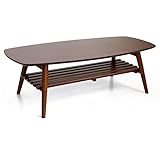 【ノーブランド品】ローテーブル　棚付　折りたたみテーブル　110cm幅　ウォールナット突板