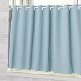 カフェカーテン 撥水 遮光 パステル ブルー 幅135×丈60cm
