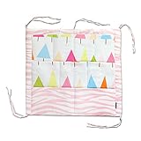 ベビーベッド用バッグ　多層　ポーチ　収納バッグ　おむつ収納袋　多機能　ベビー用品　小物入れ (ピンク)