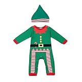 Deylaying 新生児 赤ちゃん 幼児 ロングスリーブ クリスマス クリスマス ボディスーツ ロンパース とともに ハット コットン 服装 ジャンプスーツ