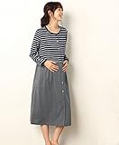 Angeliebe エンジェリーベ マタニティ パジャマ 授乳口付き T/C天竺 ボーダー × 無地 ネグリジェ 妊婦服 産前 産後 前開き 出産準備 L ネイビー 22223 22223370