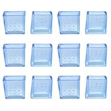 uxcell 脚キャップ PVC材質 クリアブルー 内側サイズ10x30mm フロアプロテクター 12個入り