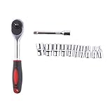 Fenteer 車用　汎用　修理工具　1/4インチソケット　ラチェットレンチ　スリーブ　ソケットドライバー　レンチセット