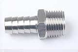 Generic Bar Production Stainless Steel 316 Barb Fitting Coupler / Connector 1/2" Hose ID x 1/2" Male