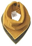 Kishu Baby Bandana Bib for Boys, Solid Reversible, One Size Multicolor (mustard/olive) by Kishu Baby