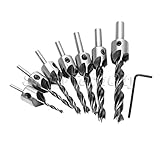 7 PC HSS 5 溝皿穴ドリルビット木工ネジ面取りセット 3-10 mm