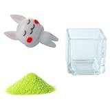 花市場直送便 ミニチュアガラス ウサギごろごろ & カラーサンド ライトグリーン & 植え込み用グラス ニューブロックS