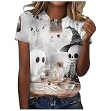 [Teevaseoan] ハロウィン tシャツ レディース カボチャ パンプキン 猫柄ｔシャツ コスプレ 大人用 コスチューム おもしろ 面白い プリント カットソー 個性的 派手 かっこいい トップス ハロウィン 仮装 衣装 半袖 丸首 ブラウス(ホワイト/M)
