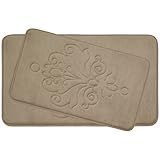 Bounce快適2 Piece Reve Micro Plushメモリーフォームバスマットセット 20x32 in. ブラウン YMB002426