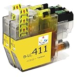 LC411-4PK互換インクカートリッジBrother用ブラザー用DCP-J526N/J528N/J914N/J915N/J926N-W/J926N-W/B /J928N-B/J1800N/ MFC-J904N等対応インクタンクLC411-4PK LC411Yイエロー 2本セットICチップ付&残量表示