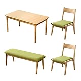 ダイニング4点セット（テーブル+チェア2脚+ベンチ）ナチュラルロータイプ　木製アッシュ材｜Risum-リスム- グリーン