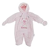 赤ちゃん・ベビー用 カメラとテディーベア 冬用あったか フード付 スノースーツ ロンパース オールインワン つなぎ カバーオール (新生児) (ピンク)