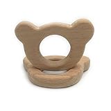 Kissteether 2pcs ベアペンダント手作りの木製フルートの有機自然ブナの木のおもちゃのアニマルアニマル手DIYジュエリー作りのアクセサリー (2pcs)