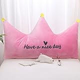 クラウンクッションBig BackクラウドピンクキュートHeadboardソフトバッグファブリックプリンセスベッド枕 1.8m 24969