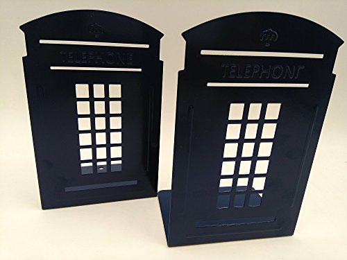 おしゃれ かわいい ブックエンド ブックスタンド 本立て ２枚セット 電話ボックス Telephone Booth 北欧 文房具 オフィス 事務 用品 青 文具百貨