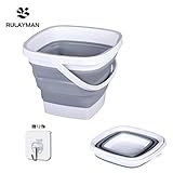 RULAYMAN 折りたたみバケツ 折り畳みバケツ ソフトバケツ シリコン 釣り バケツ 洗車 園芸 アウトドア 掃除 四角 四色 (3L, グレー)