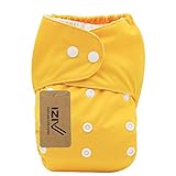 iZiv新生児1厚いおむつ付きオーガニック幼児防水/調整/再利用可能/洗えるポケット布おむつのフィット赤ちゃん0.5-3歳（イエロー）
