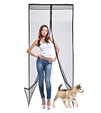 ベルクロ磁気画面ドアメッシュby astorn。磁気バグスクリーンプロテクター36 " x 83。」格納式フルフレームVelcro Fly画面 – ブラック。。