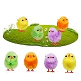 GRIRIW 8 個 ぬいぐるみイースターひよこ 小さな毛むくじゃらの鶏 ぬいぐるみひよこ ミニひよこ フェイクポンポンひよこ 1.2インチ ぬいぐるみのひよこ 完全にイースターのひよこ ミニフ
