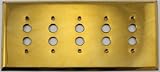 Unlacquered Polished Brass Five Gangプッシュボタンライトスイッチ壁プレート