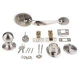 SM SunniMix 高品質　ドア　エントランスレバー　ドアハンドル　キー付き　ロックセット　デッドボルト　セキュリティ　3色選べる - 銀