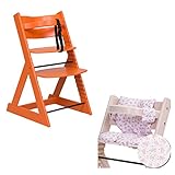 子供が笑顔になるダイニングチェアー 「マジカルチェアーセット(椅子本体・オレンジ色＋専用クッション・ベアー柄)」 安全の固定脚部 安心のベビーガード