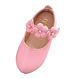 Tonsee キッズ シューズ 子供靴 女の子 フォーマル シューズ PUレザー 可愛い 花 プリンセスシューズ ドレス 入園式 卒業式 結婚式 発表会 13.5CM-21.5CM (18CM, ピン