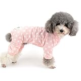 ZUNEA ペット 犬 服 つなぎ ロンパース 綿製 パジャマ 小型犬 春 夏 おしゃれ かわいい 小デイジー柄 ドッグウエア Tシャツ 部屋着 抜け毛防止 猫服 お散歩 ピンク XXL