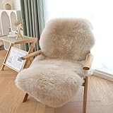 ムートンラグ 天然ムートン100% ムートン オーストラリア産 長毛 原皮使用 ムートンフリース ラグマット 本革 羊毛皮 北欧 オールシーズン ブラシ付 高密度 柔らかい 冬 暖か 夏 涼しい ソファームートン (リネン, 1匹-約65*90cm)