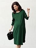 Angeliebe エンジェリーベ マタニティ ワンピース 授乳口付き ポンチ フロント ラップ ワンピ 妊婦服 産前 産後 長袖 S～M グリーン 22216 22216101