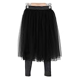 Candykids チュールスカート付き レギンス チュチュ スカート スカッツ子供服 【 女の子 キッズ 子供 チュチュスカート スカッツ スカート パニエー 】 (120cm, ブラック)