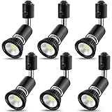 ダクトレール スポットライト E26 60w形電球付き 700LM ダクトレールライト ダクトレール 照明led ライティングレール 照明 レール 照明 レール ライト 7W LED電球＋ダクトレール用照明器具 (ブラック 昼白色, 6個セット)