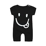 (プタス) Putarsリッターボーイ服サマーブラックプリントスマイリーベイビークロールスーツ幼児6ヶ月 - 3歳